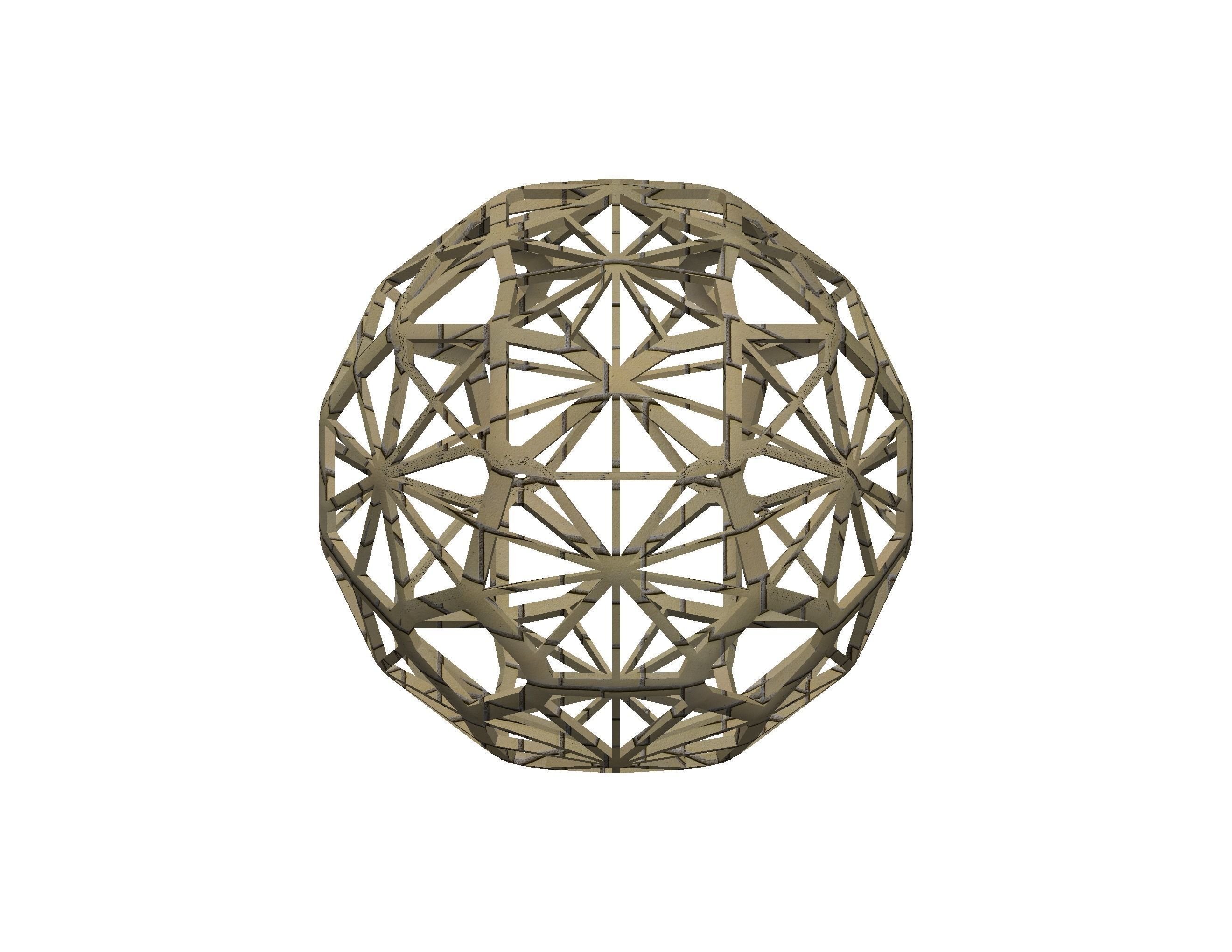 Wireframe Shape Geometric Faceted Sphere 3D print model_41