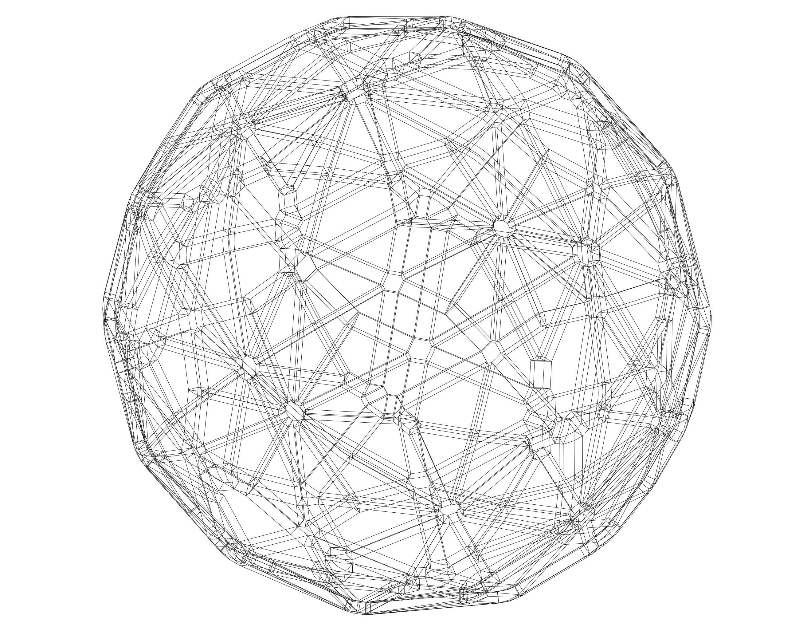 Wireframe Shape Geometric Faceted Sphere 3D print model_4
