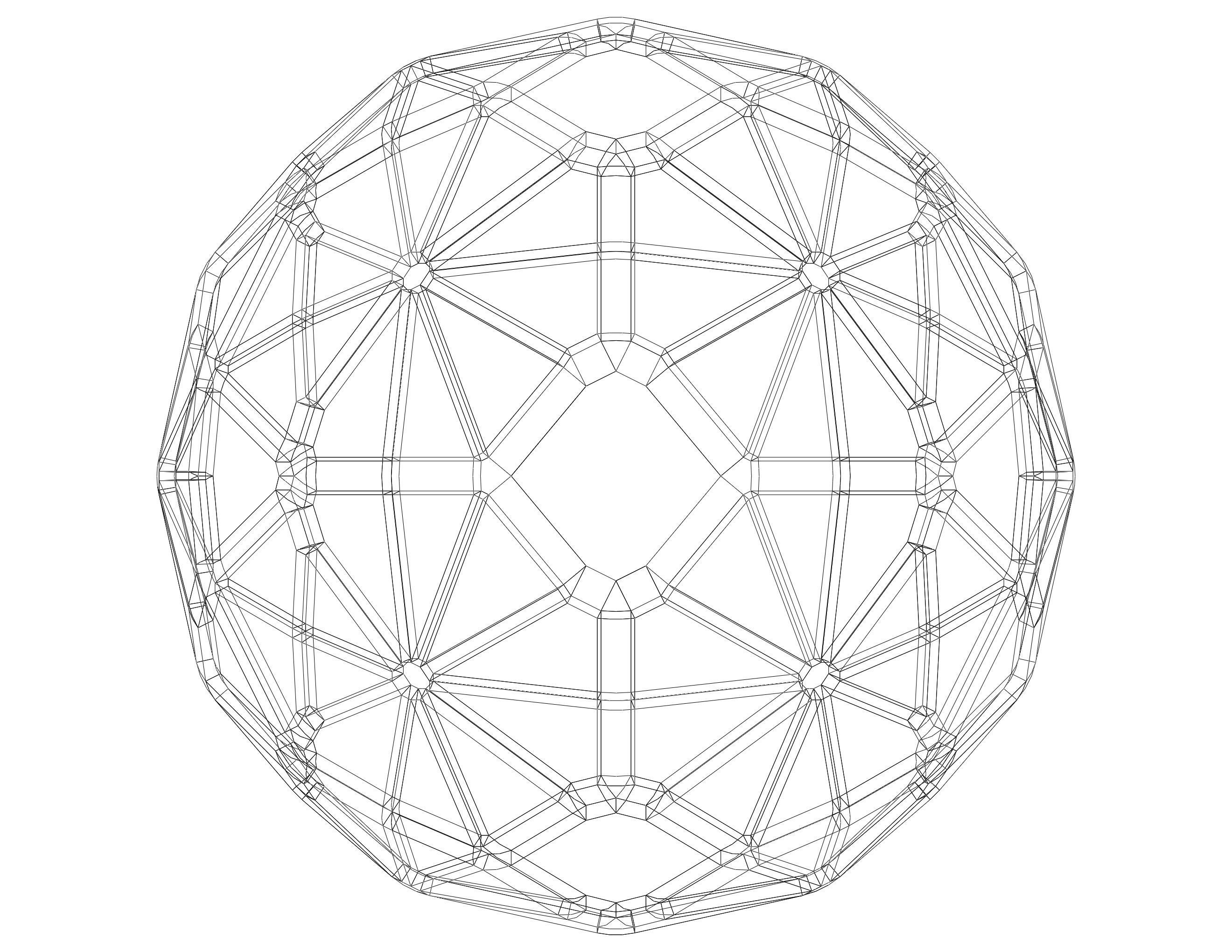 Wireframe Shape Geometric Faceted Sphere 3D print model_32