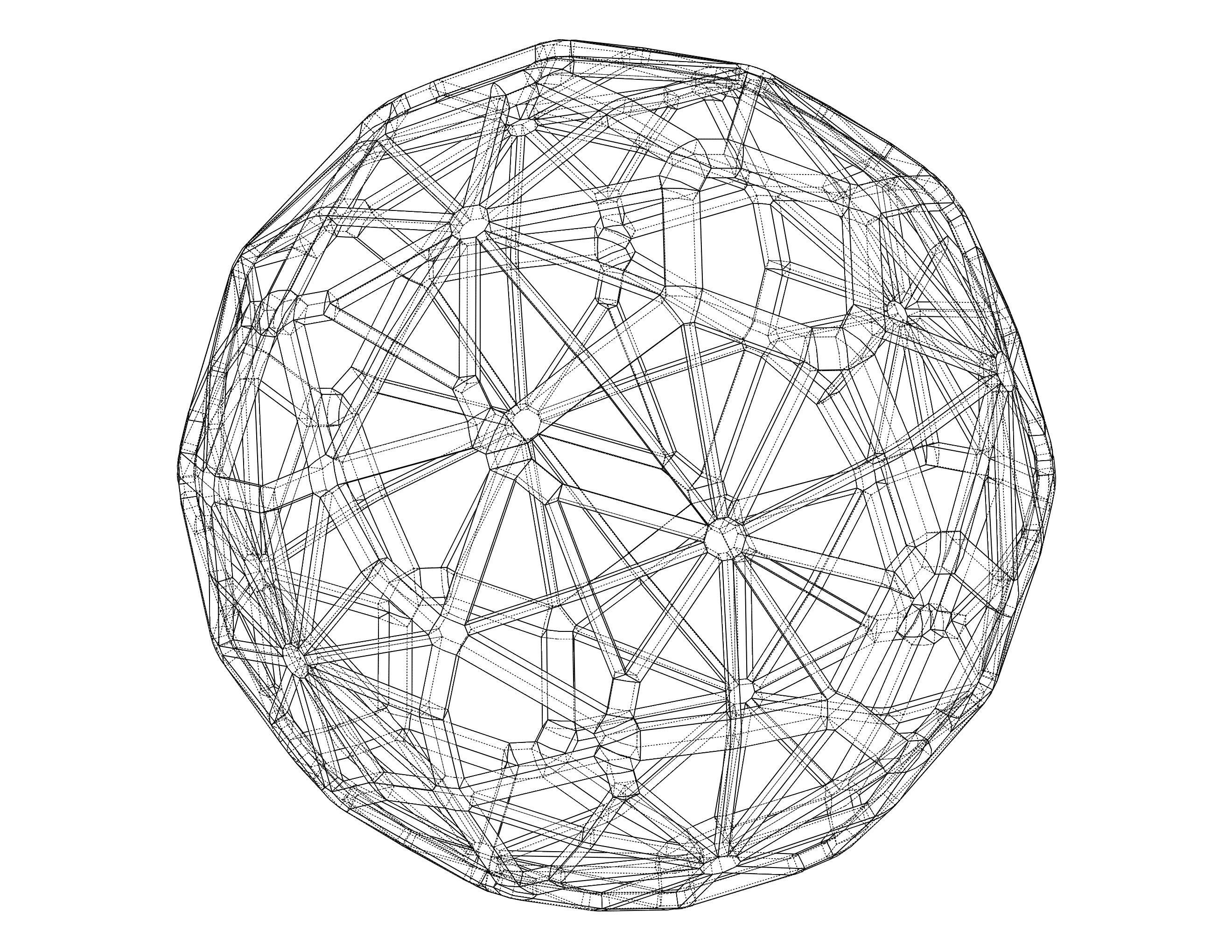 Wireframe Shape Geometric Faceted Sphere 3D print model_7