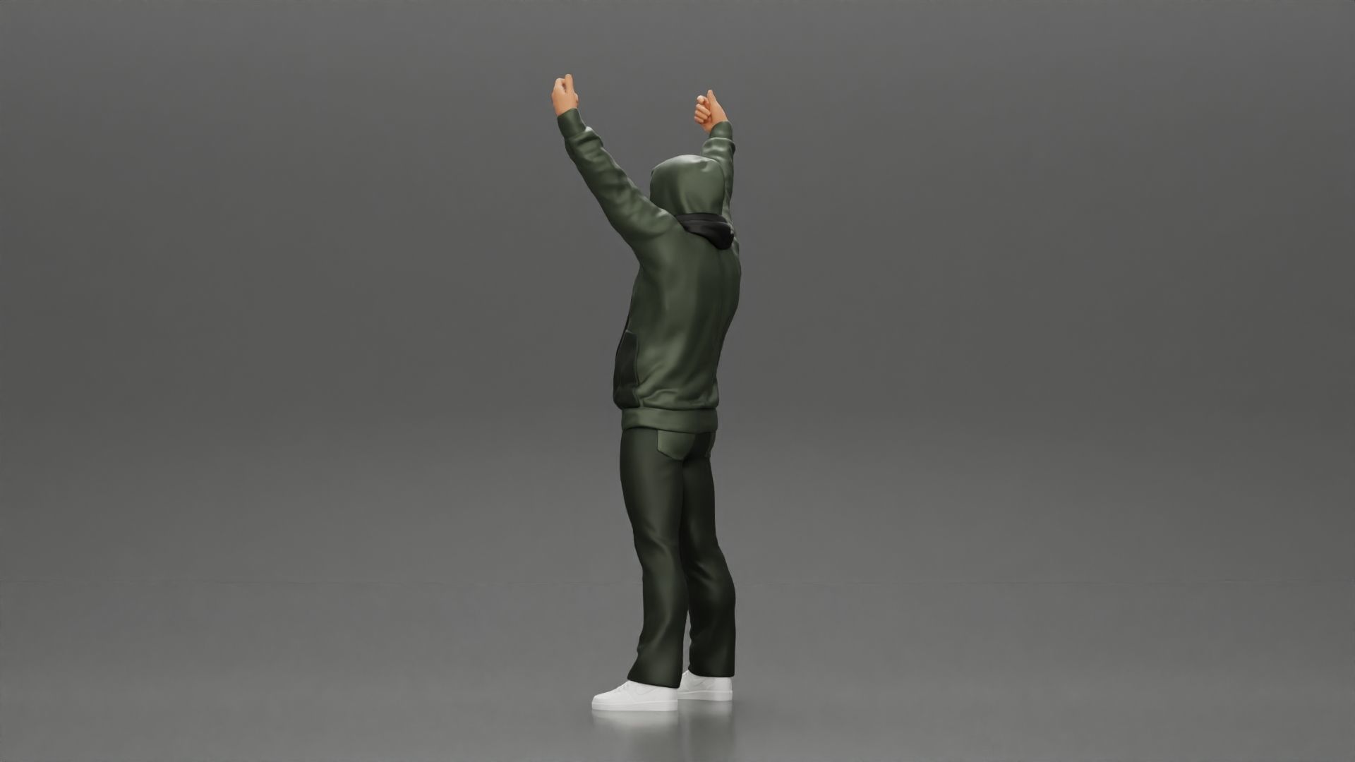 Man in a hoodie and scarf is holding a banner 3D print model_9