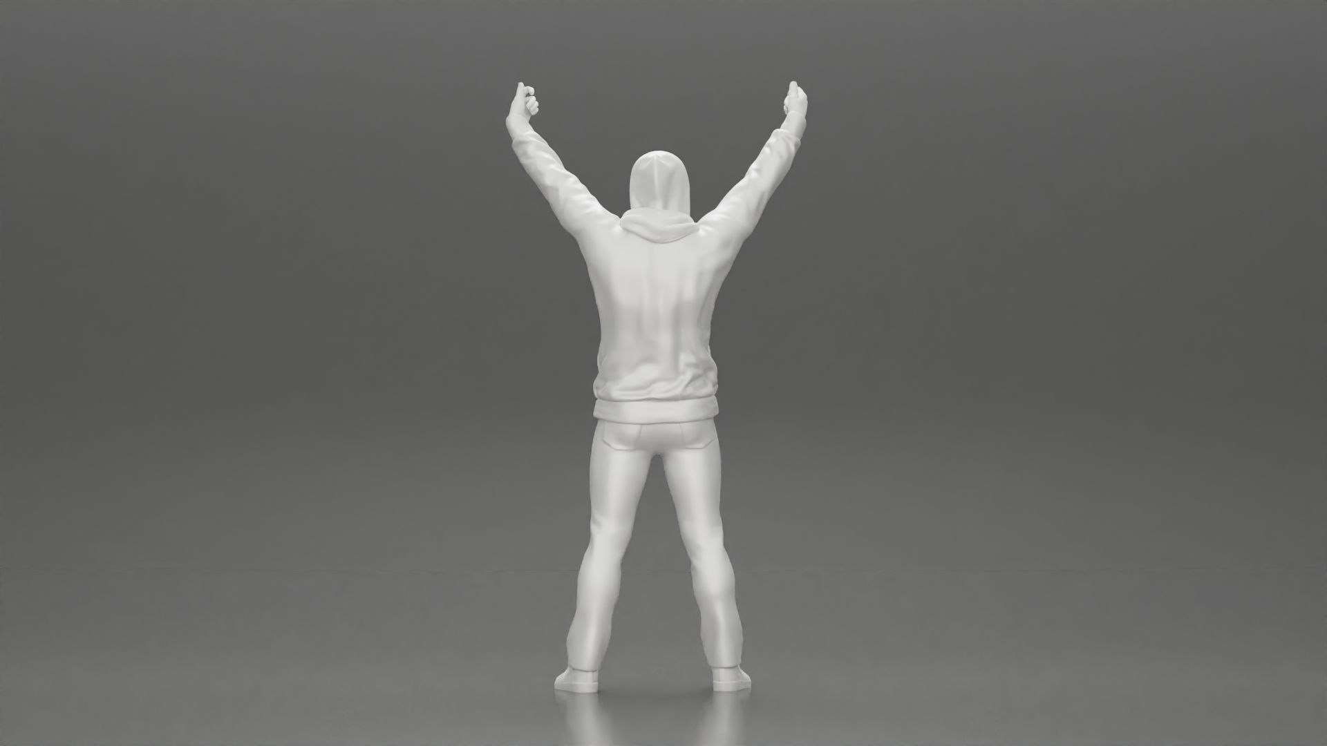 Man in a hoodie and scarf is holding a banner 3D print model_21