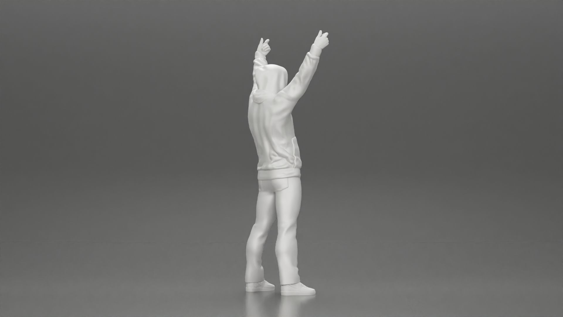 Man in a hoodie and scarf is holding a banner 3D print model_20