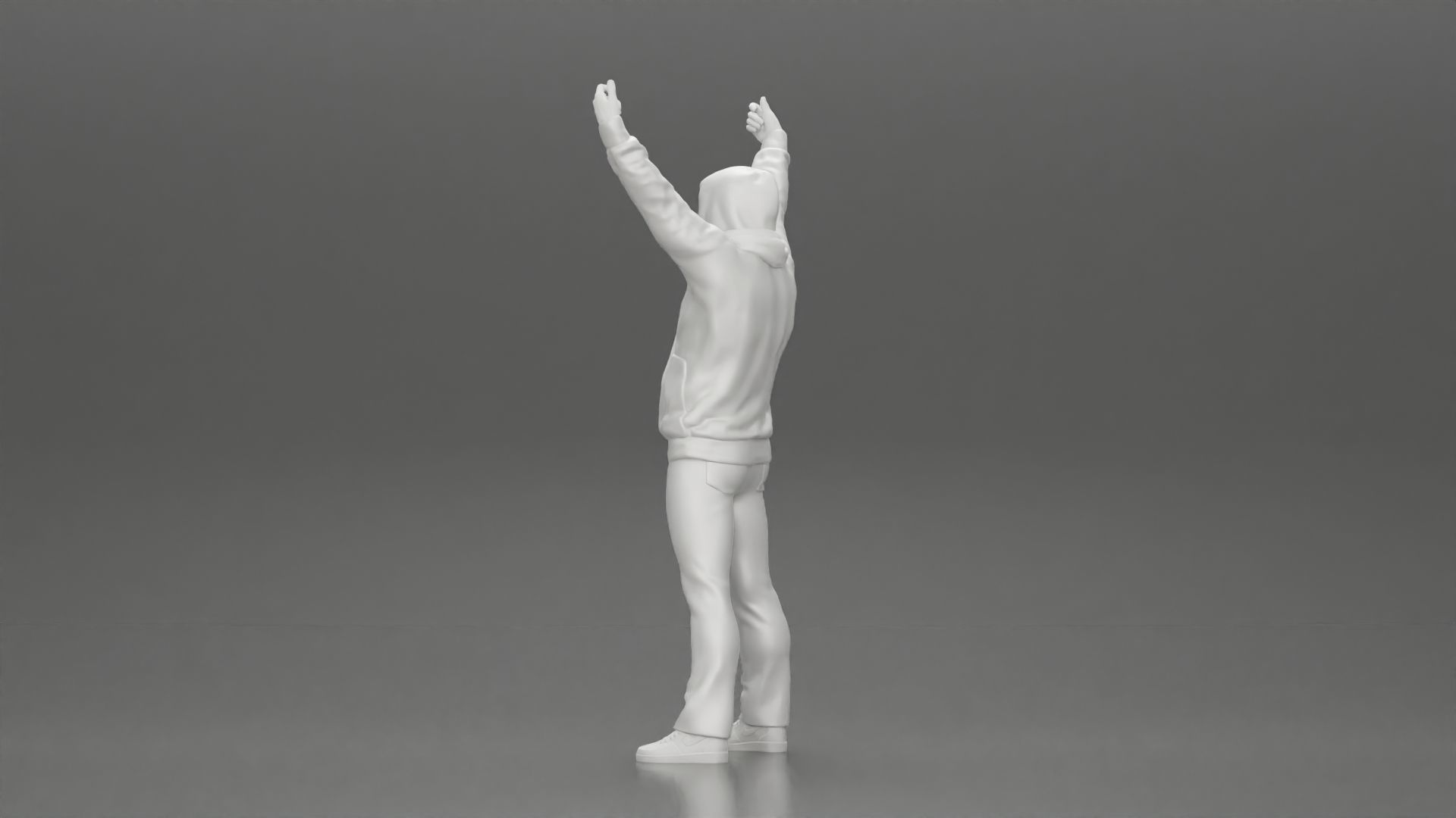 Man in a hoodie and scarf is holding a banner 3D print model_22