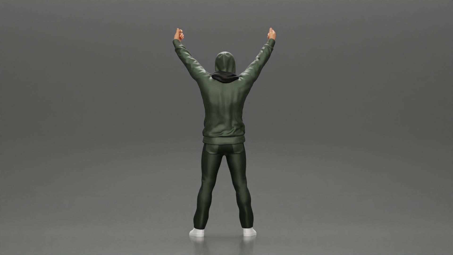 Man in a hoodie and scarf is holding a banner 3D print model_7