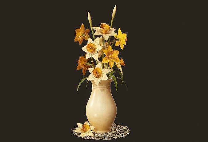 Daffodils Narcissus Flower - PBR Game Ready Low-poly 3D model