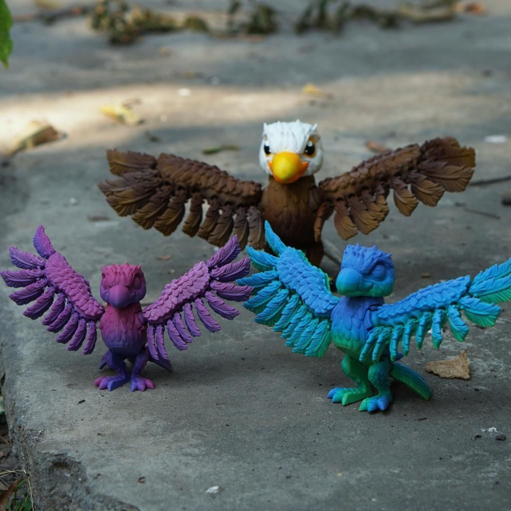 PRINT IN PLACE CUTE FLEXI EAGLE ARTICULATED 3D print model_1