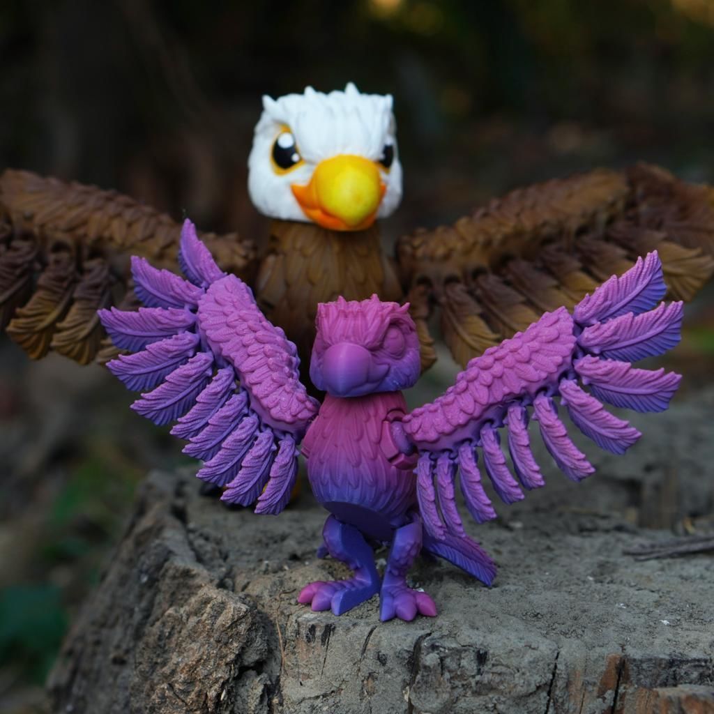 PRINT IN PLACE CUTE FLEXI EAGLE ARTICULATED 3D print model_3