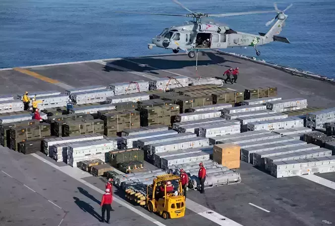 Supply Ammunition crates and metal drums with pallet 3D print model