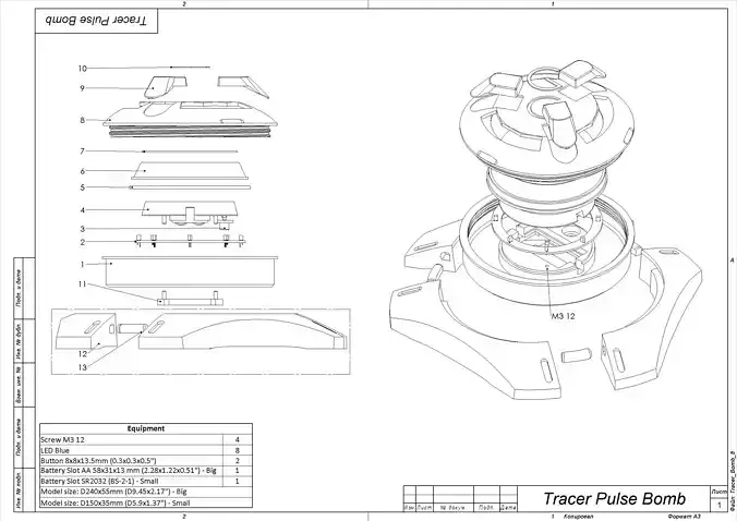 Tracer Pulse Bomb - Overwatch - STL CAD bundle - Commercial Use 3D print model