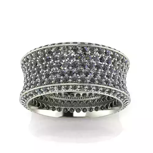 Full Pave Wide Ring - Eternity Band - 7 Rows
