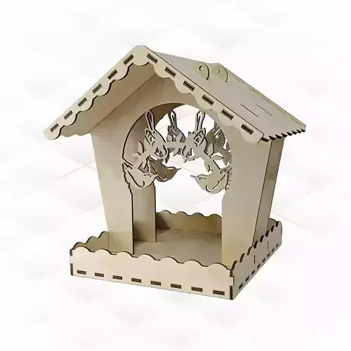 Bird feeders with birds silhouette design laser cut