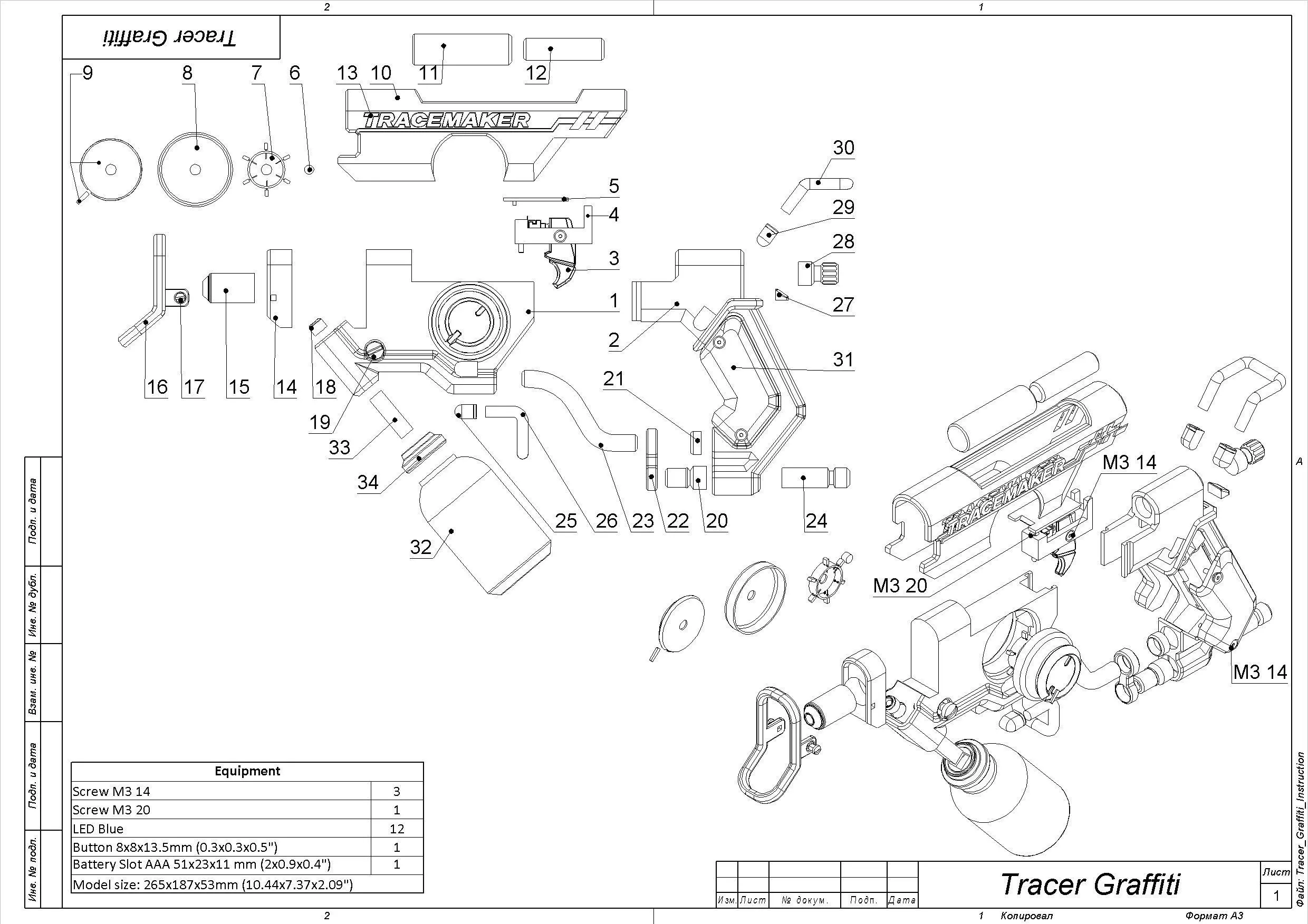 Tracer Graffiti Skin Blaster - Overwatch - STL CAD - Commercial 3D print model