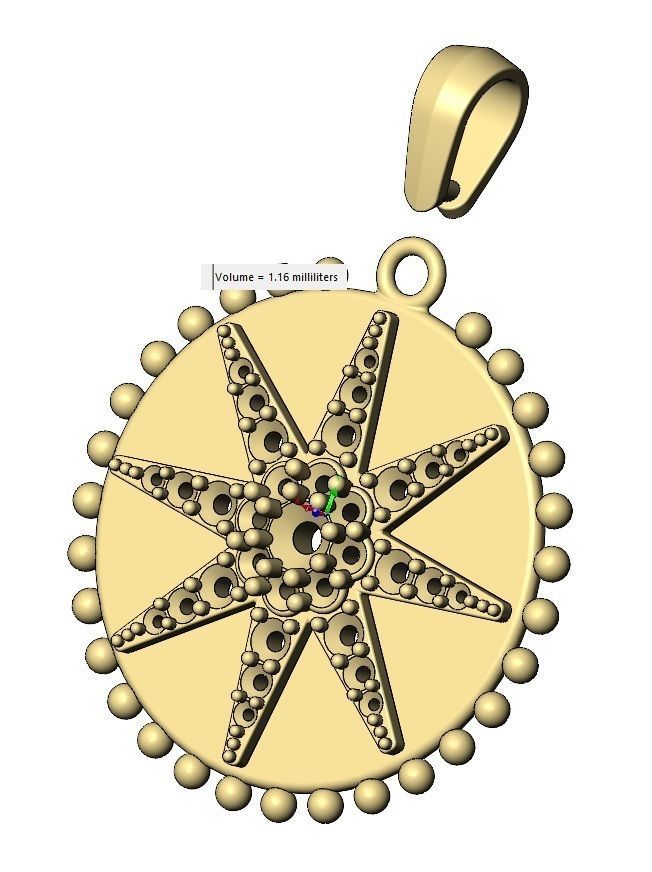 Beaded 8point star diamond cluster pendant and charm 3D print model_12