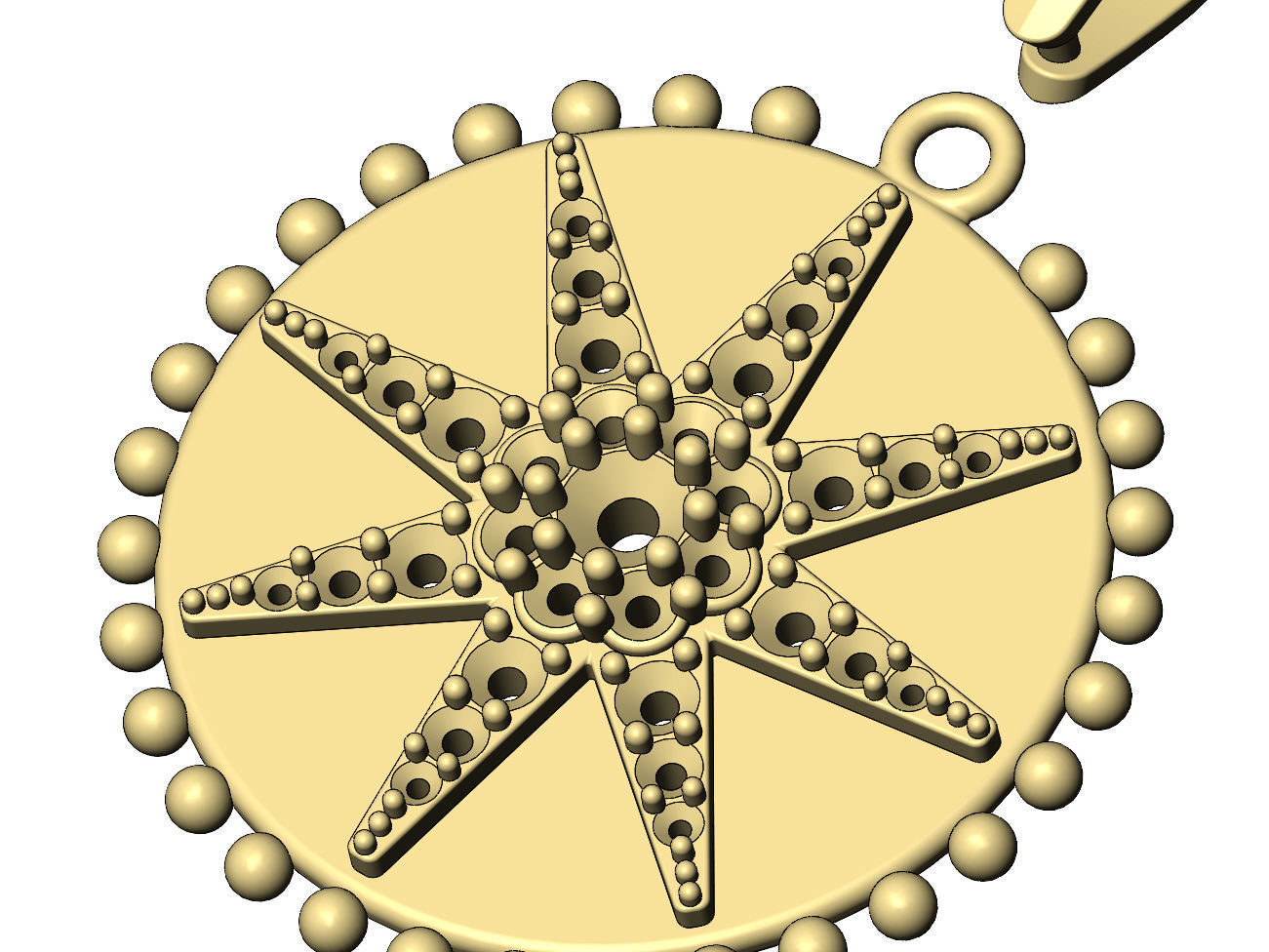 Beaded 8point star diamond cluster pendant and charm 3D print model_11