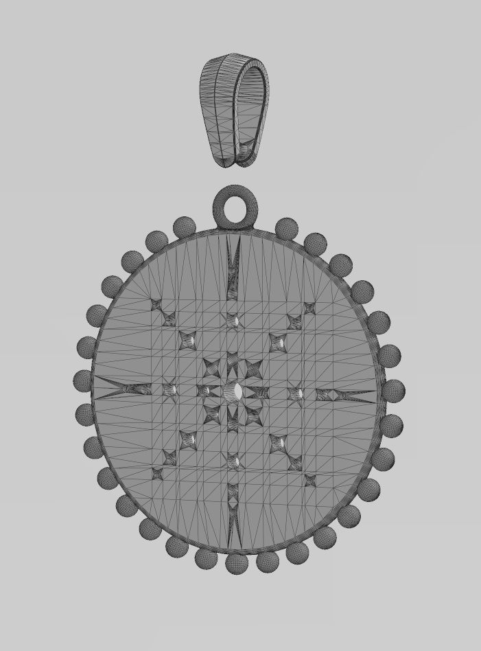 Beaded 8point star diamond cluster pendant and charm 3D print model_14