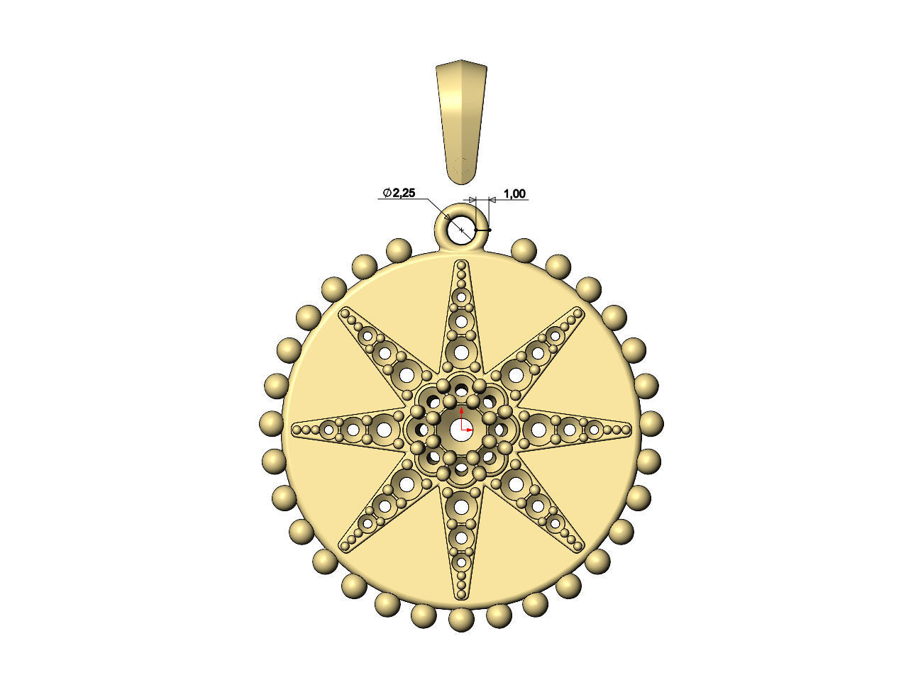 Beaded 8point star diamond cluster pendant and charm 3D print model_7