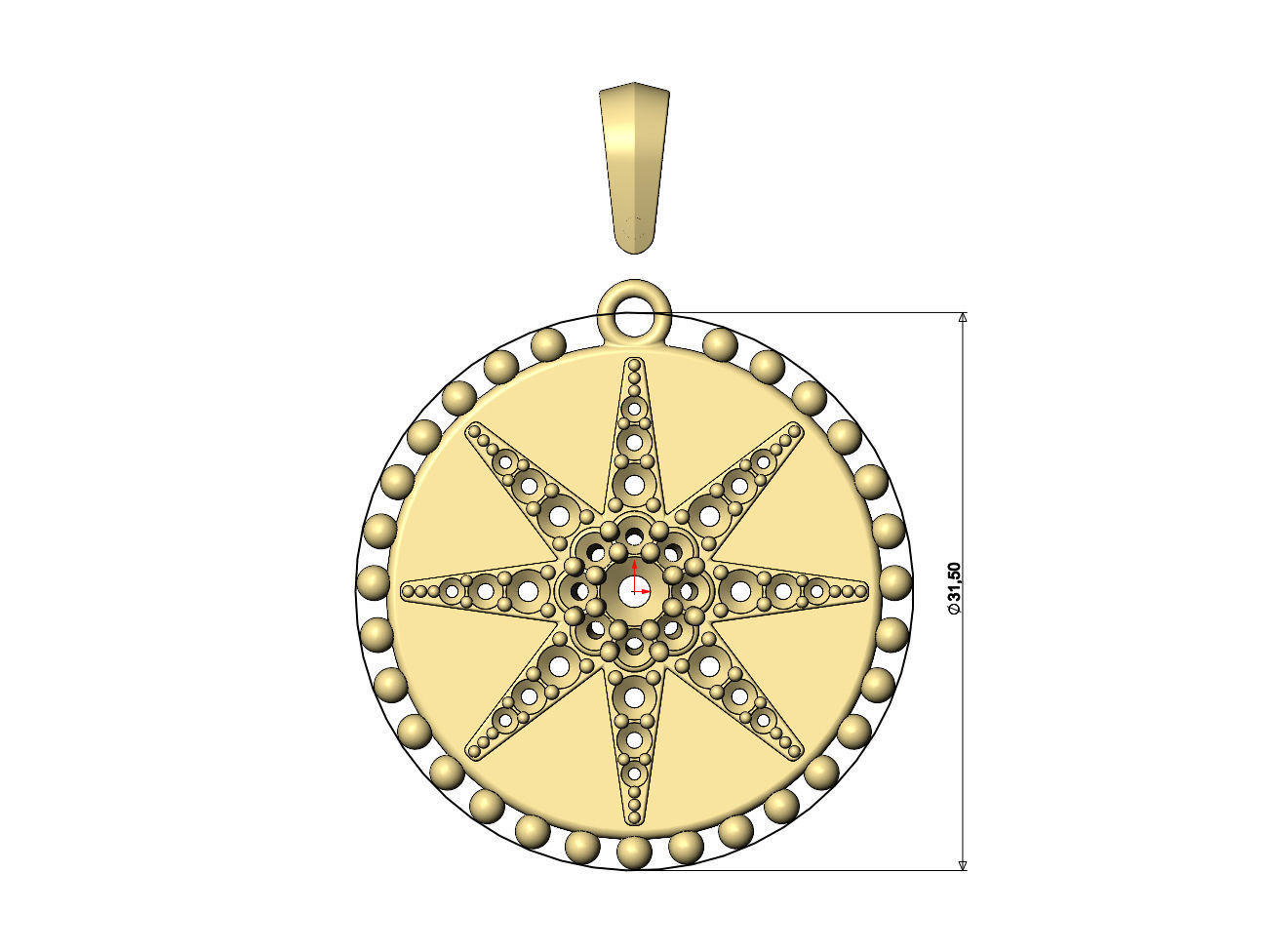 Beaded 8point star diamond cluster pendant and charm 3D print model_6