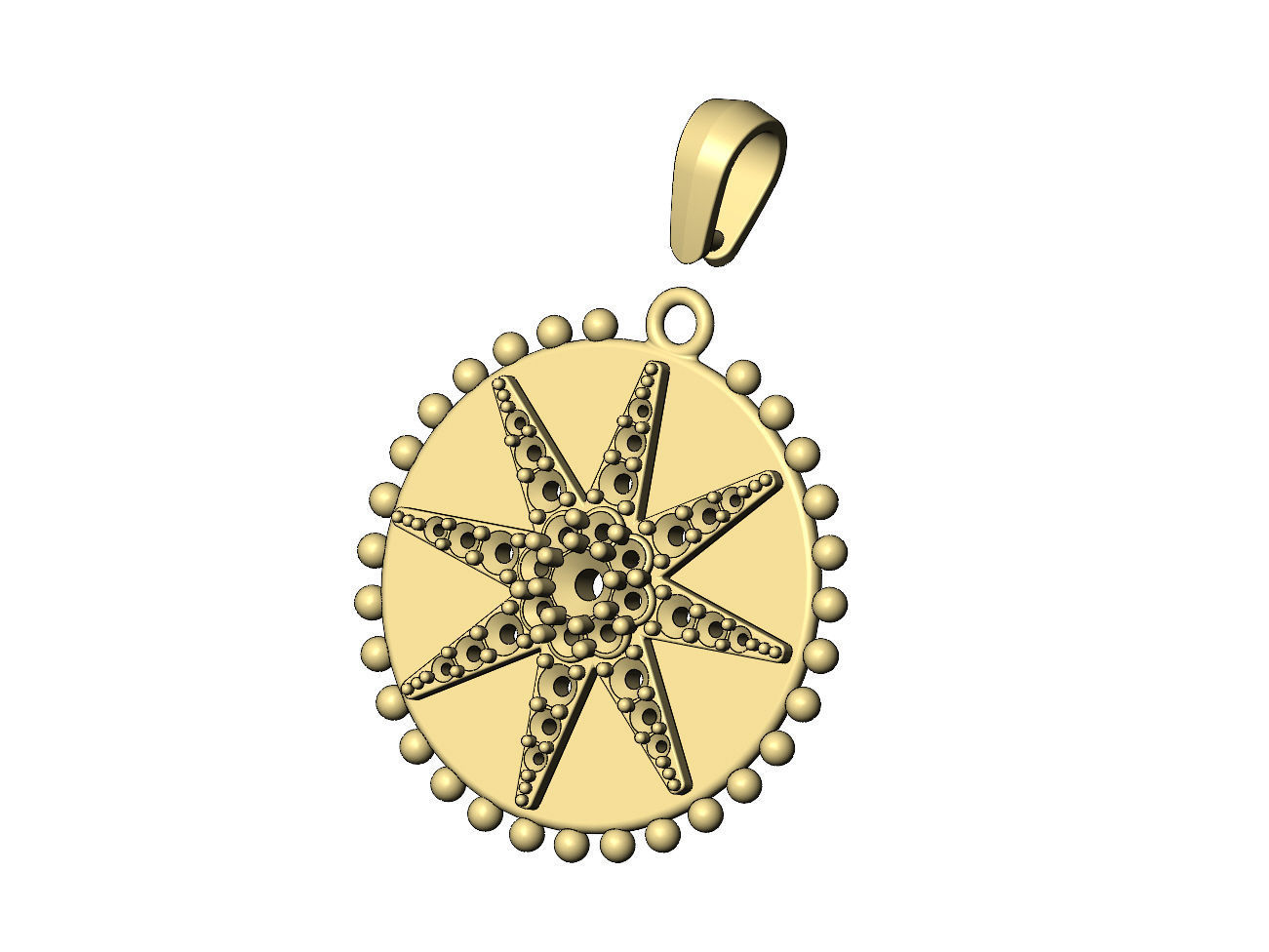 Beaded 8point star diamond cluster pendant and charm 3D print model_5