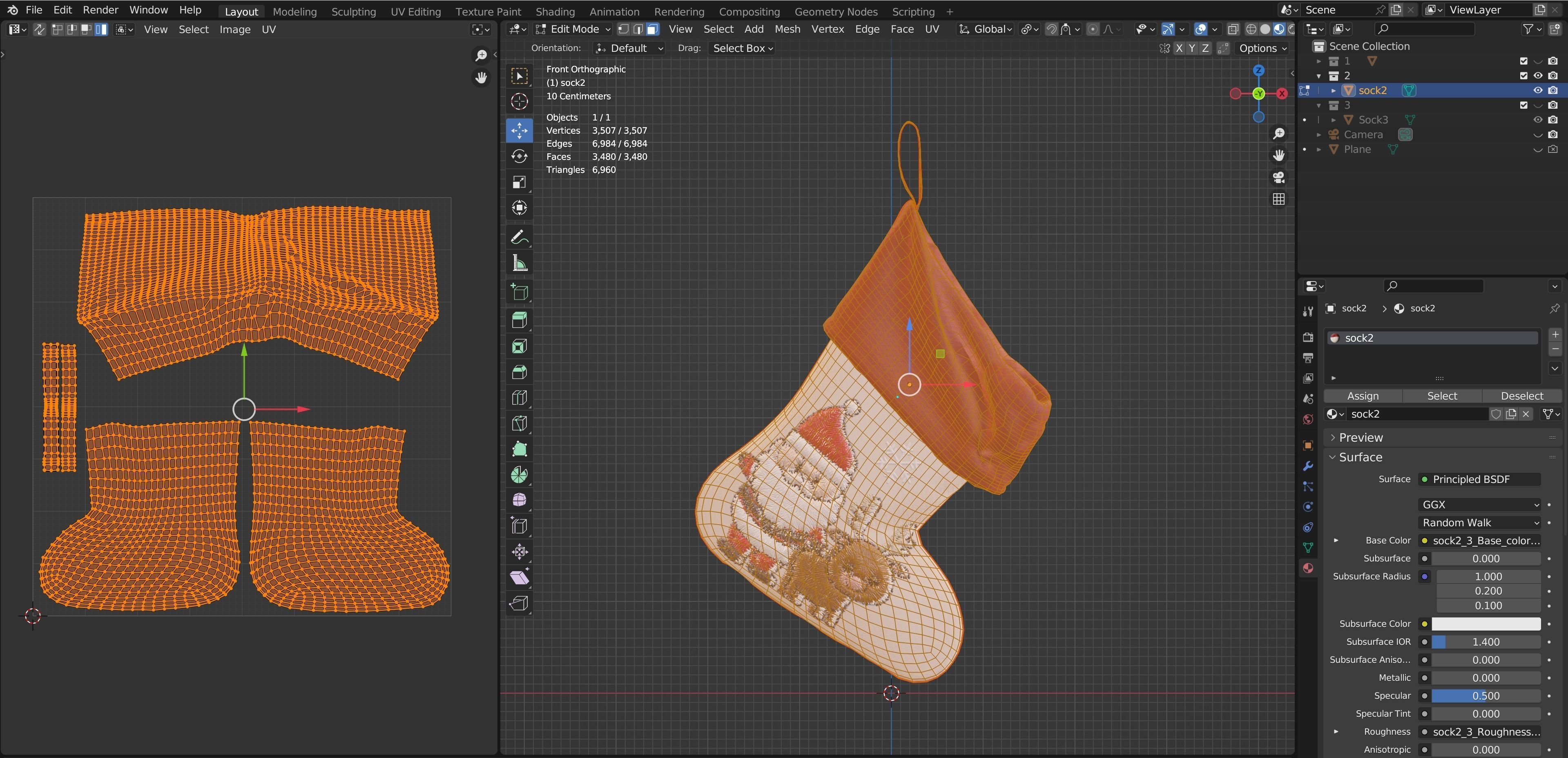 Christmas Socks 3 styles wrinkle and 9 texture 3D model_20