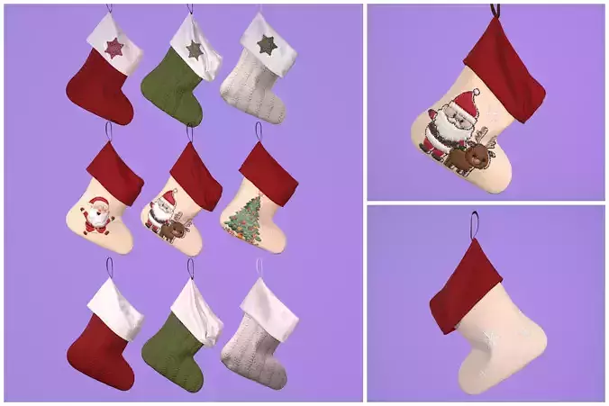 Christmas Socks 3 styles wrinkle and 9 texture