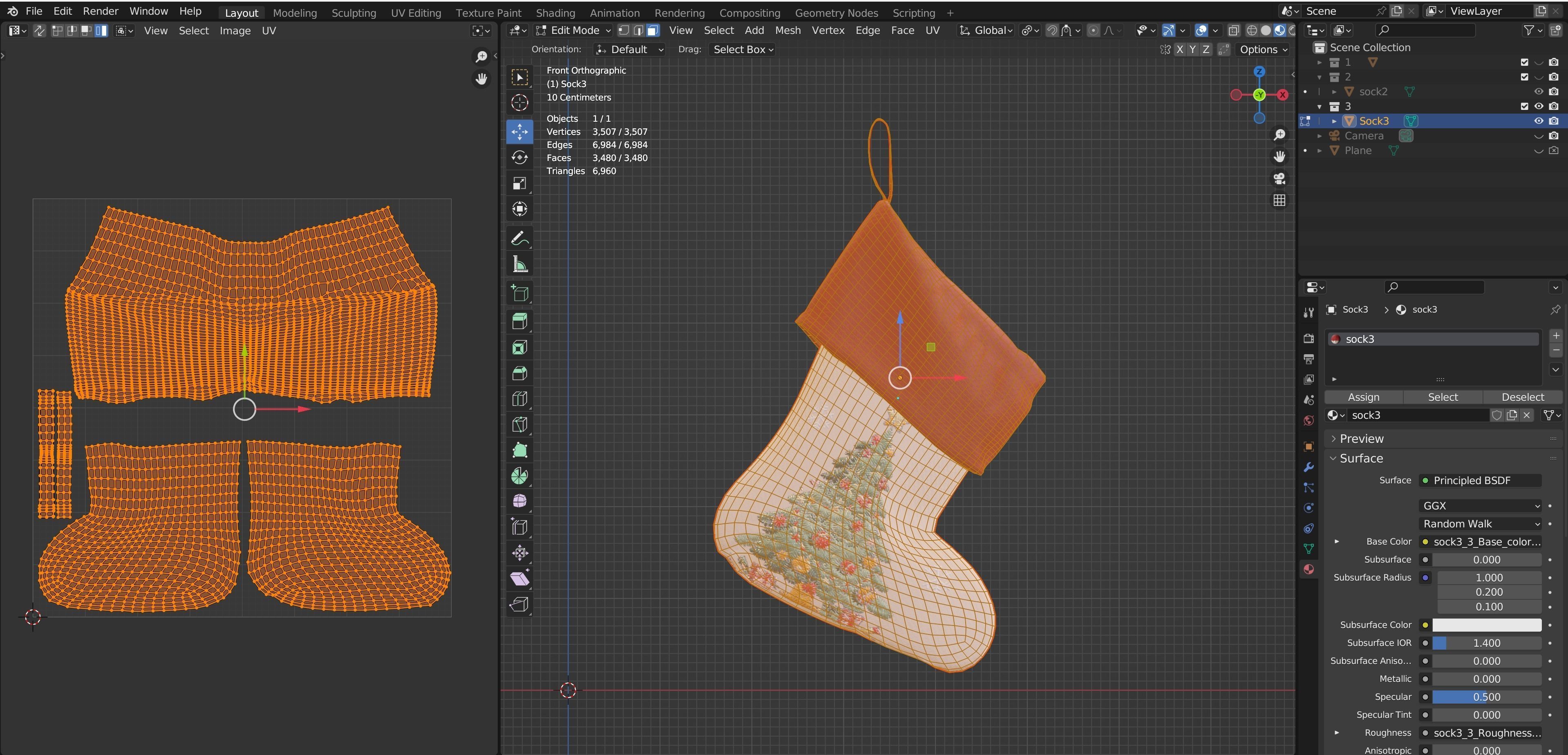 Christmas Socks 3 styles wrinkle and 9 texture 3D model_21