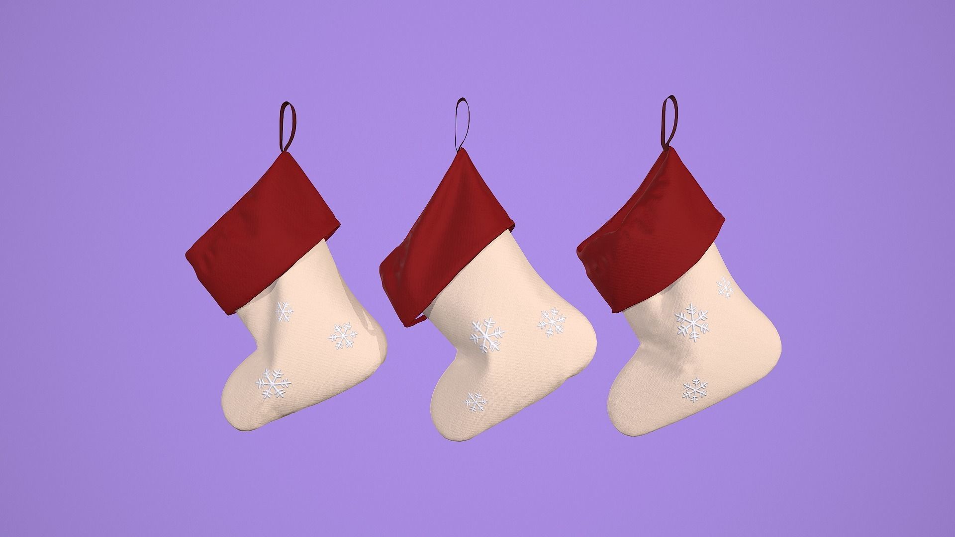 Christmas Socks 3 styles wrinkle and 9 texture 3D model_11