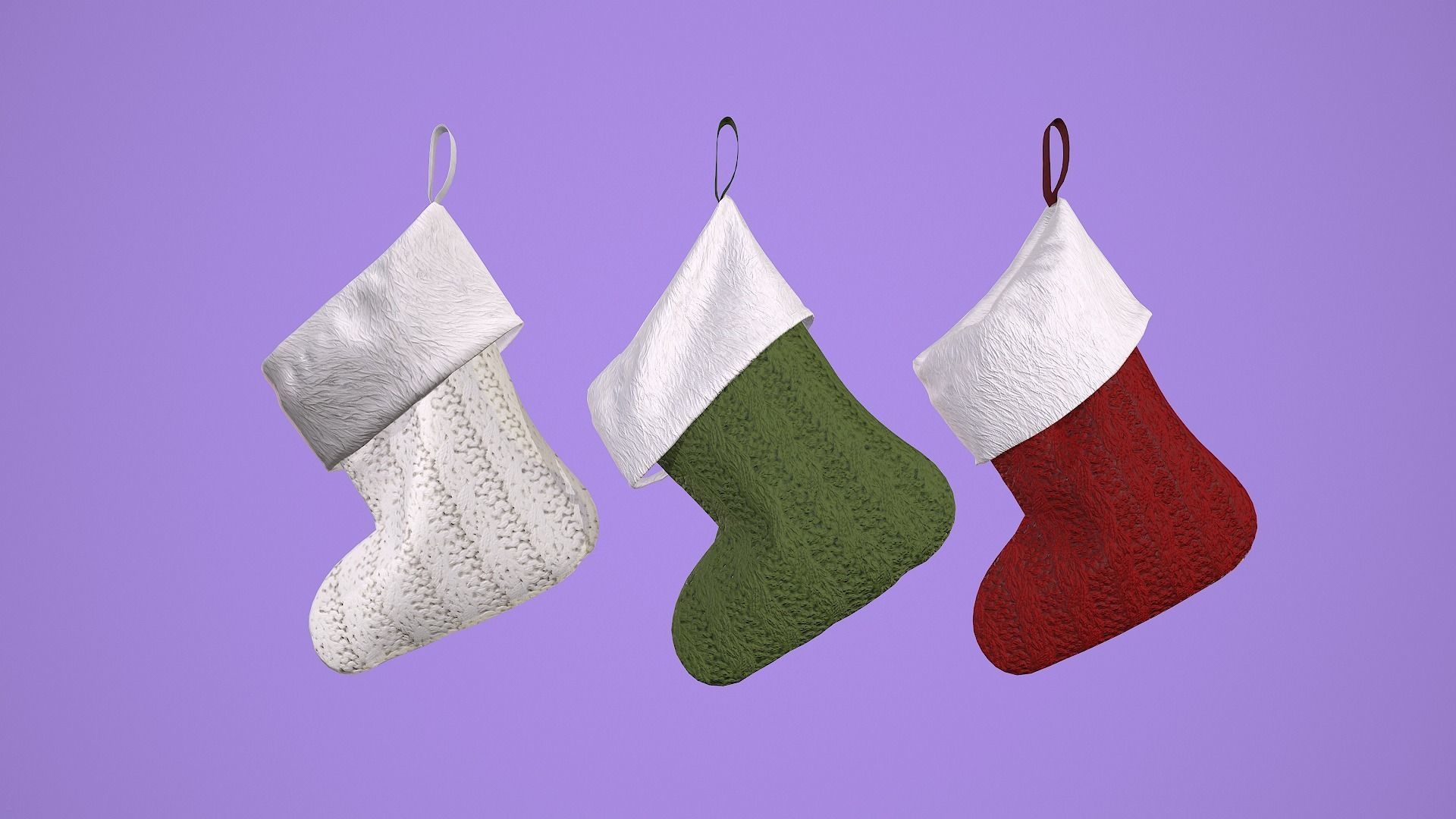 Christmas Socks 3 styles wrinkle and 9 texture 3D model_6
