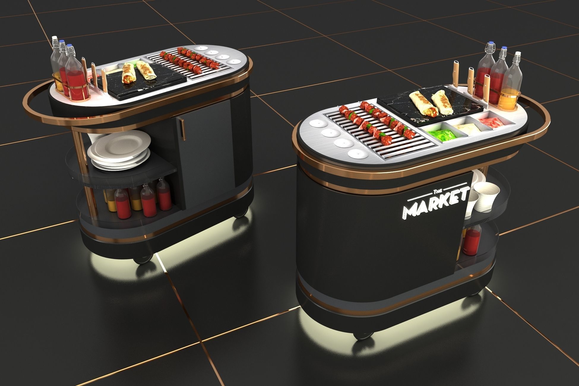 car 3d model Service Car Service dinner Trolley New 3D model 3D model_1