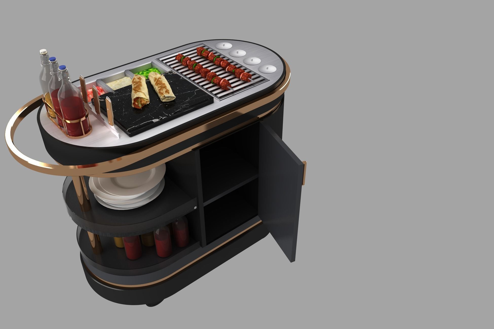 car 3d model Service Car Service dinner Trolley New 3D model 3D model_3