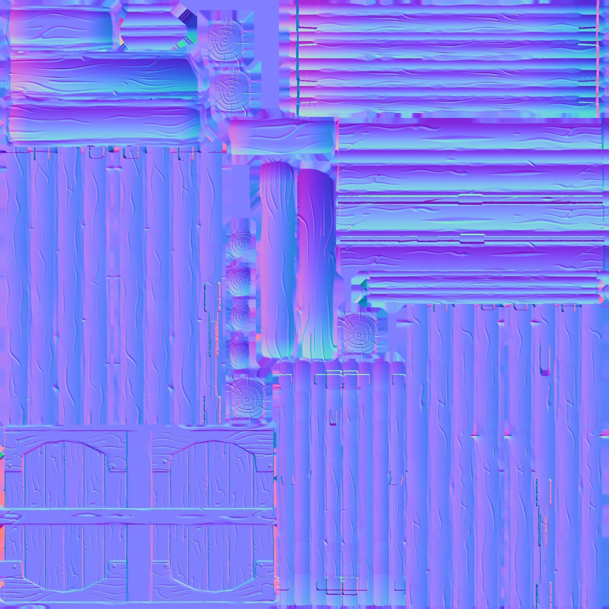 Wooden bench Stylized Low-poly 3D model_5