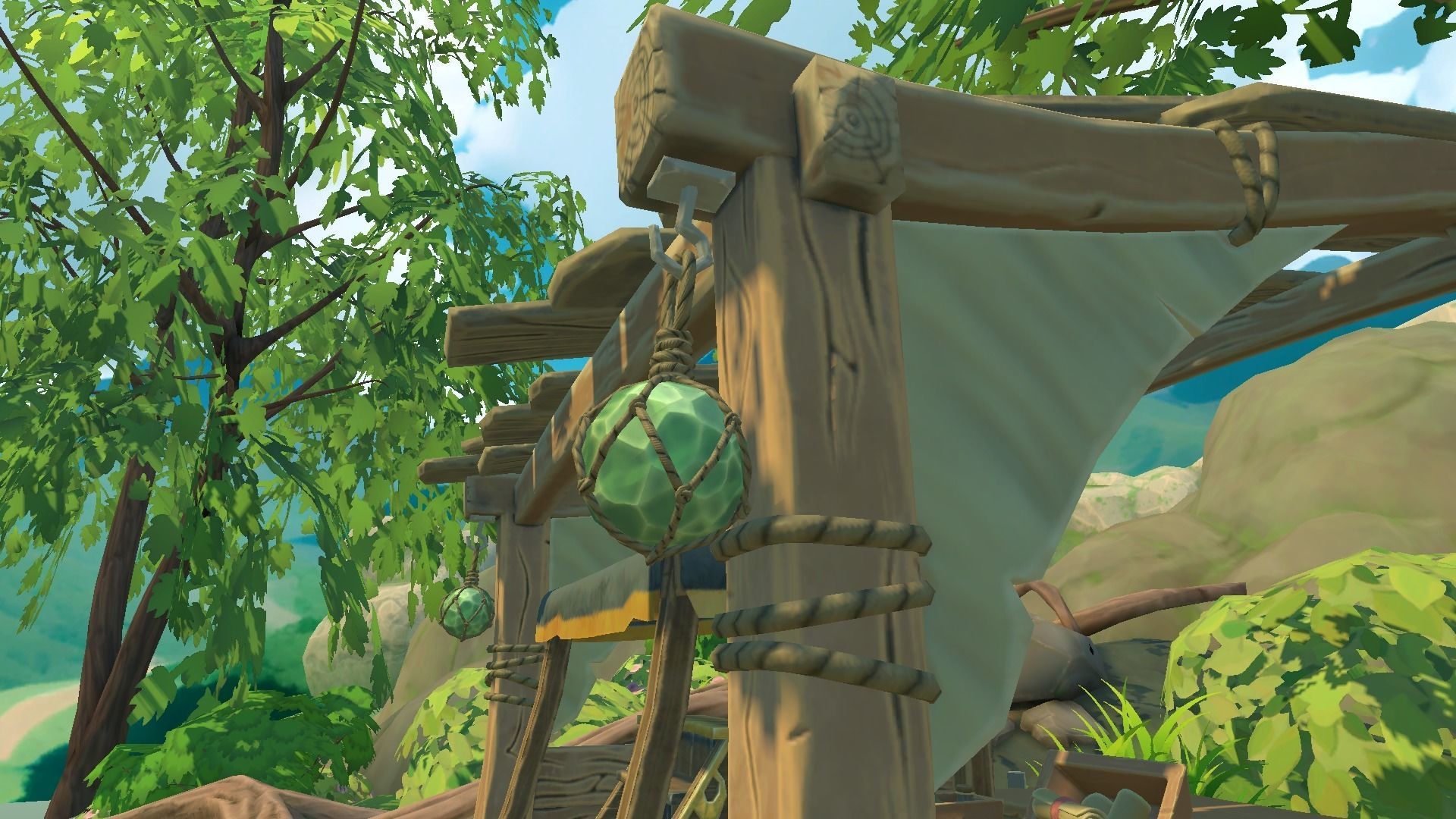 Wooden bench Stylized Low-poly 3D model_7