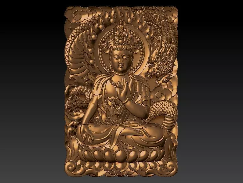 BOOK CAVER Guanyin and Dragon 3D print model_0