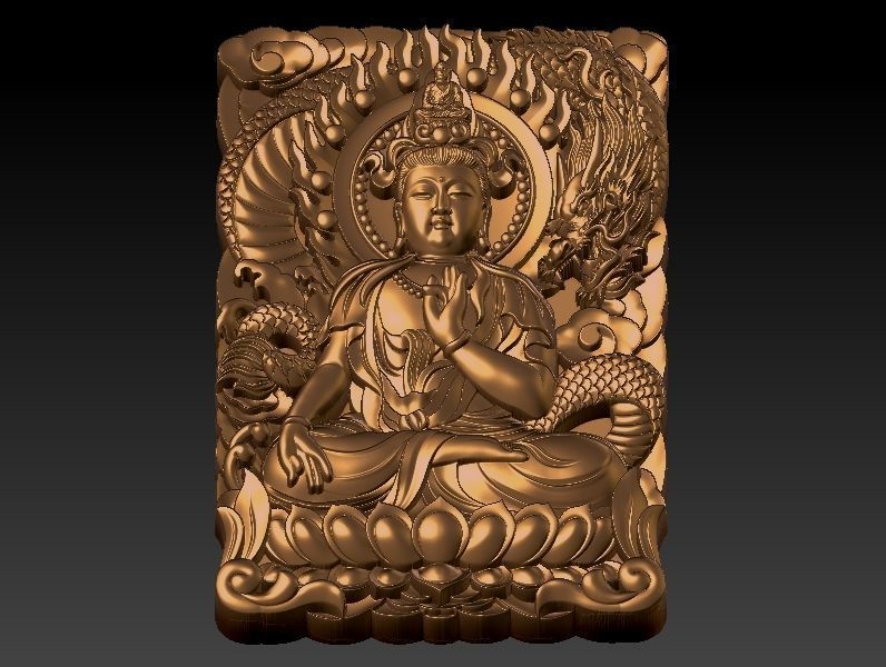 BOOK CAVER Guanyin and Dragon 3D print model_1