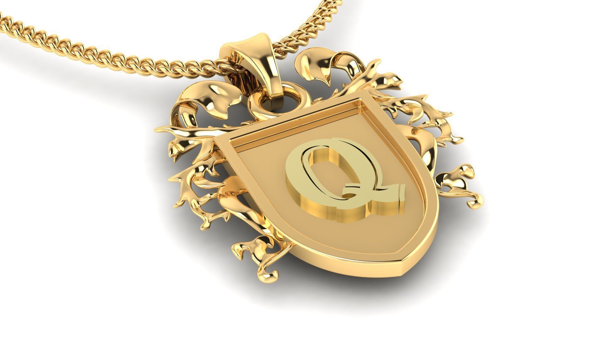 Letter- Q - Pendant Name 3D print model_2