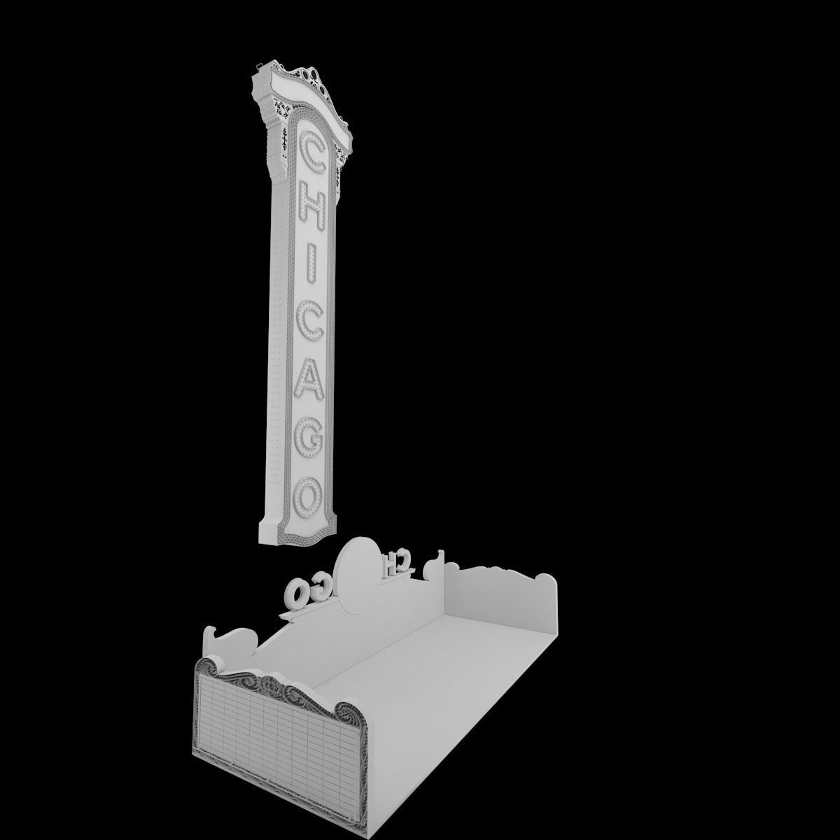 Chicago Theater Entrance Sign 3D model_11