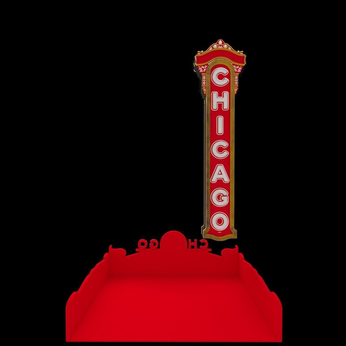 Chicago Theater Entrance Sign 3D model_4