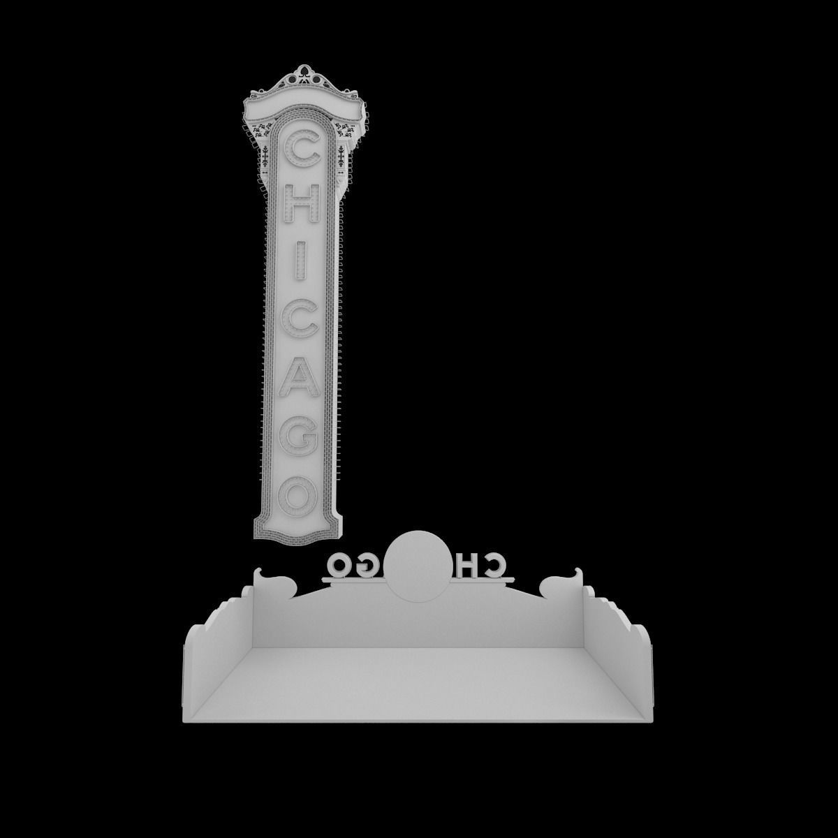 Chicago Theater Entrance Sign 3D model_10