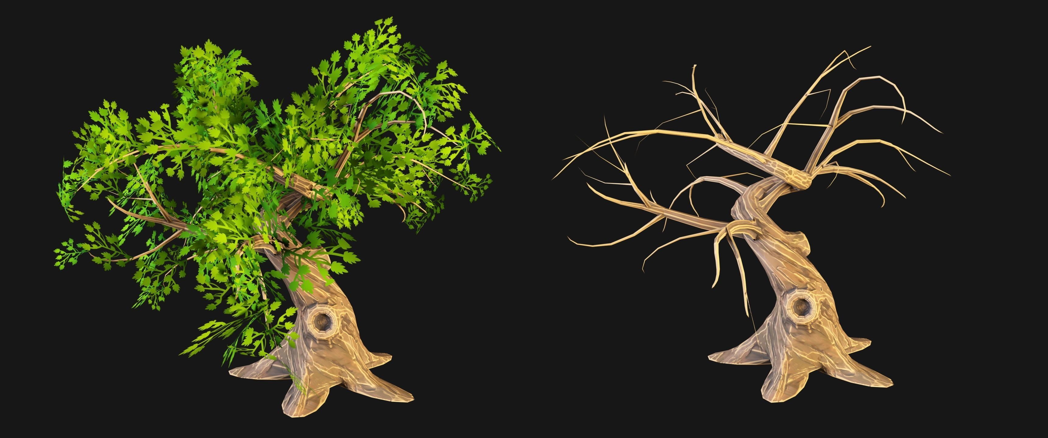 Stylized tree Low-poly 3D model_1