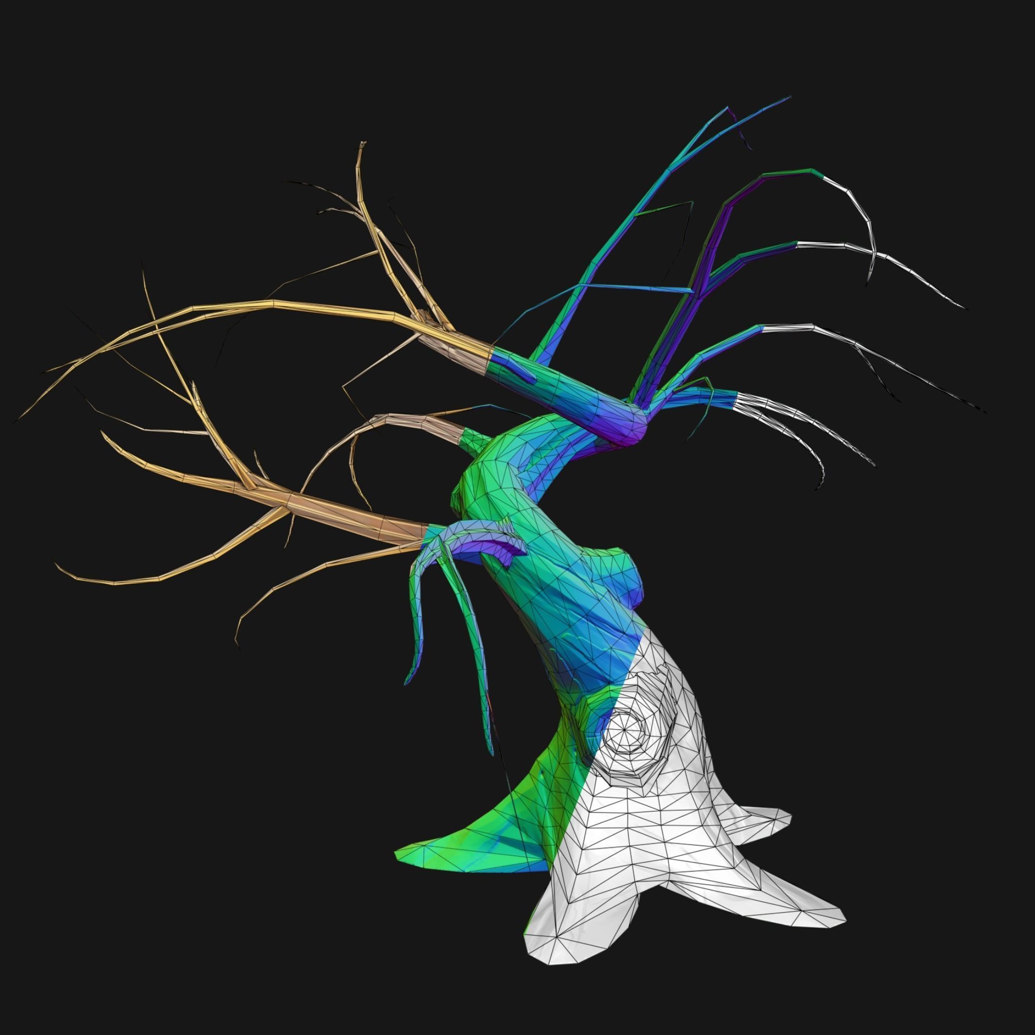 Stylized tree Low-poly 3D model_2