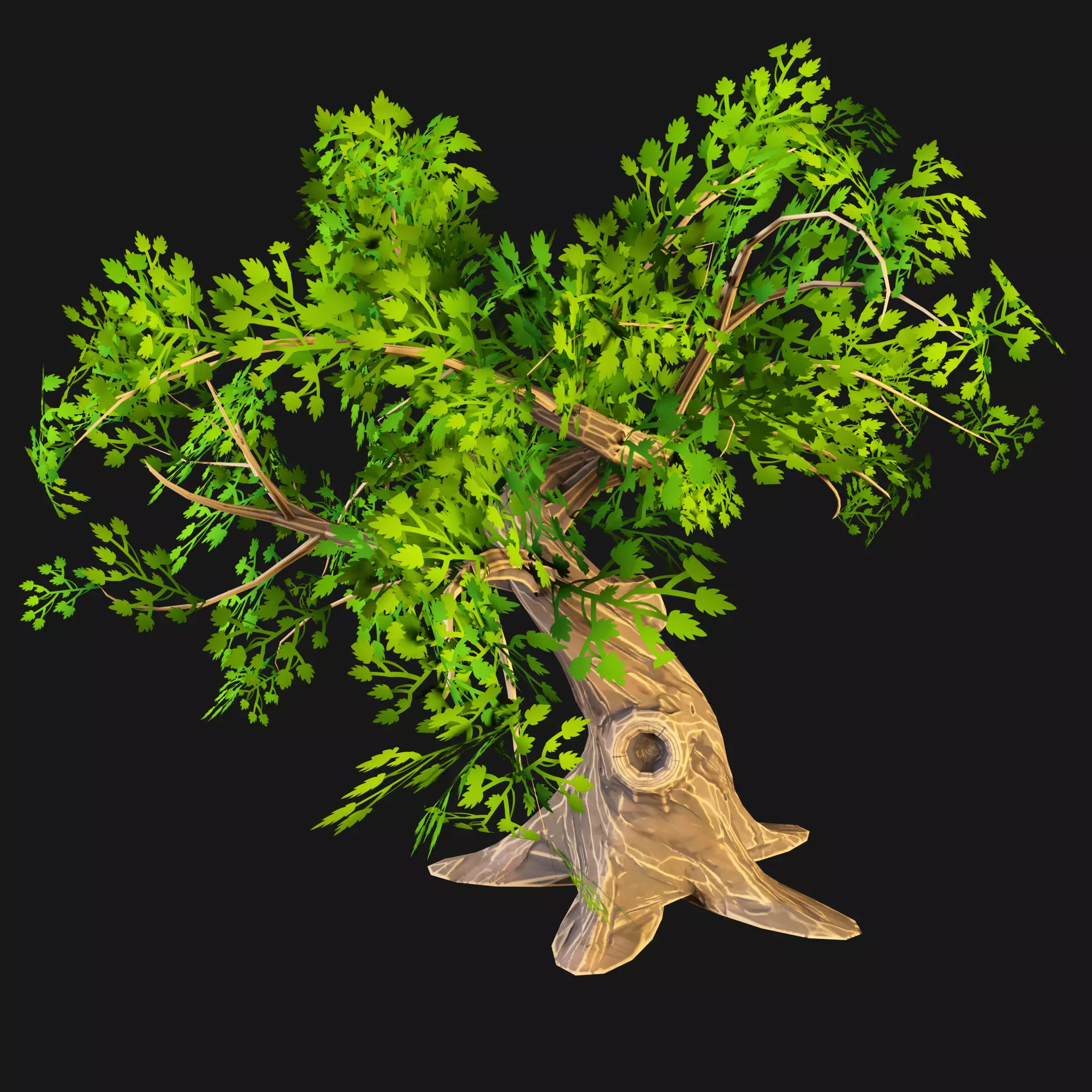 Stylized tree Low-poly 3D model_0