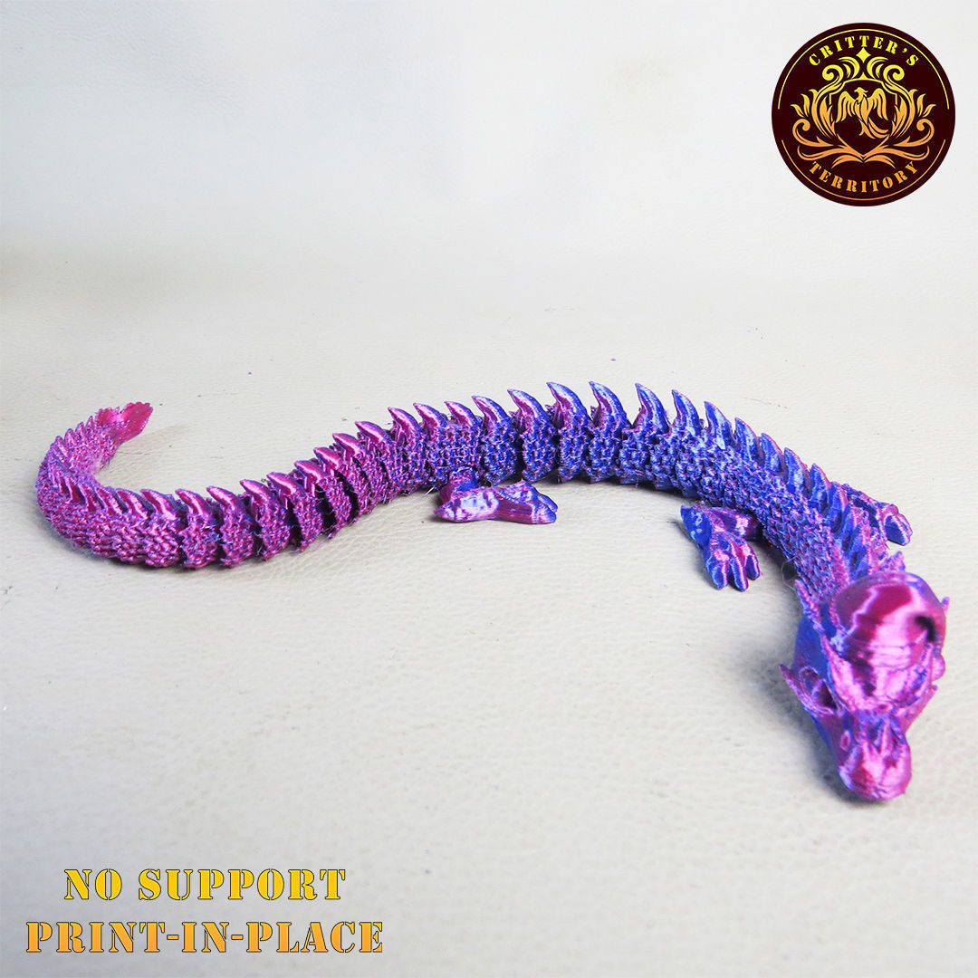 FLEXI CHRISTMAS DRAGON PRINT-IN-PLACE NO-SUPPORT 3D print model_3