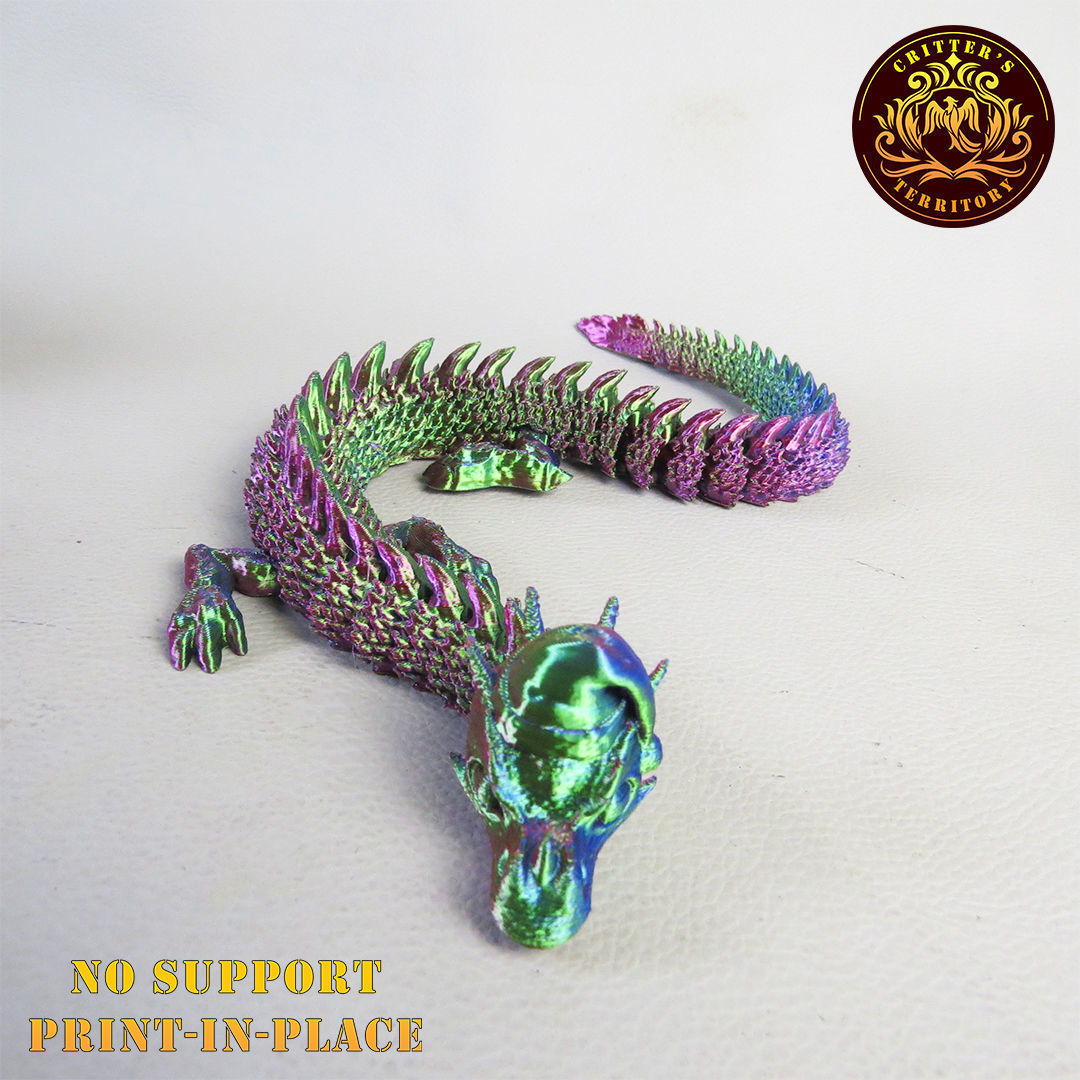 FLEXI CHRISTMAS DRAGON PRINT-IN-PLACE NO-SUPPORT 3D print model_4