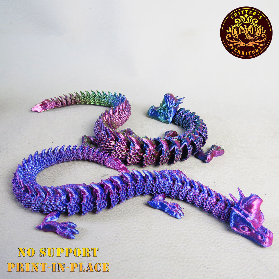 FLEXI CHRISTMAS DRAGON PRINT-IN-PLACE NO-SUPPORT 3D print model_11