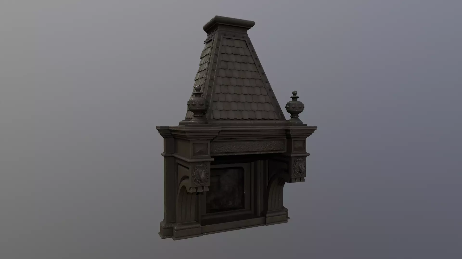 Fireplace Low-poly 3D model_0