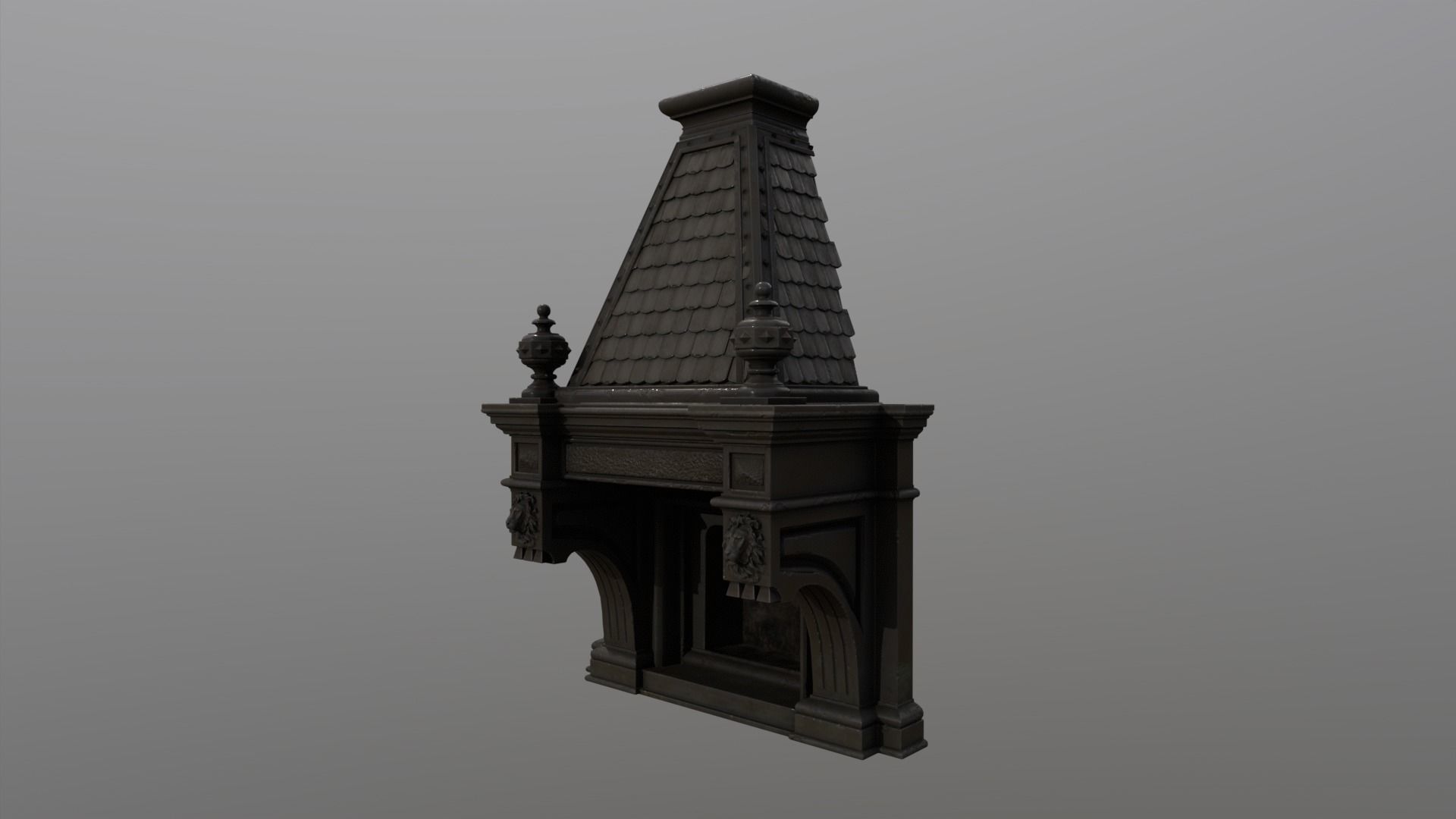 Fireplace Low-poly 3D model_2