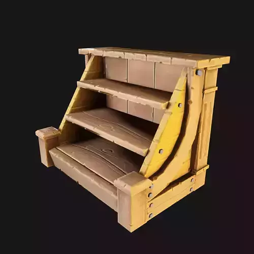 Wooden Showcase Stylized  Free low-poly 3D model