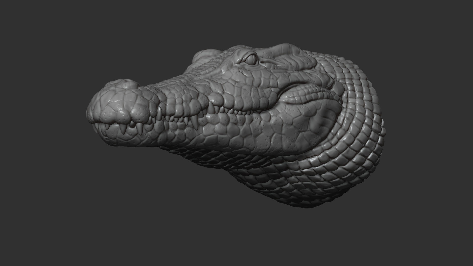 Crocodile bust 3D print model_9