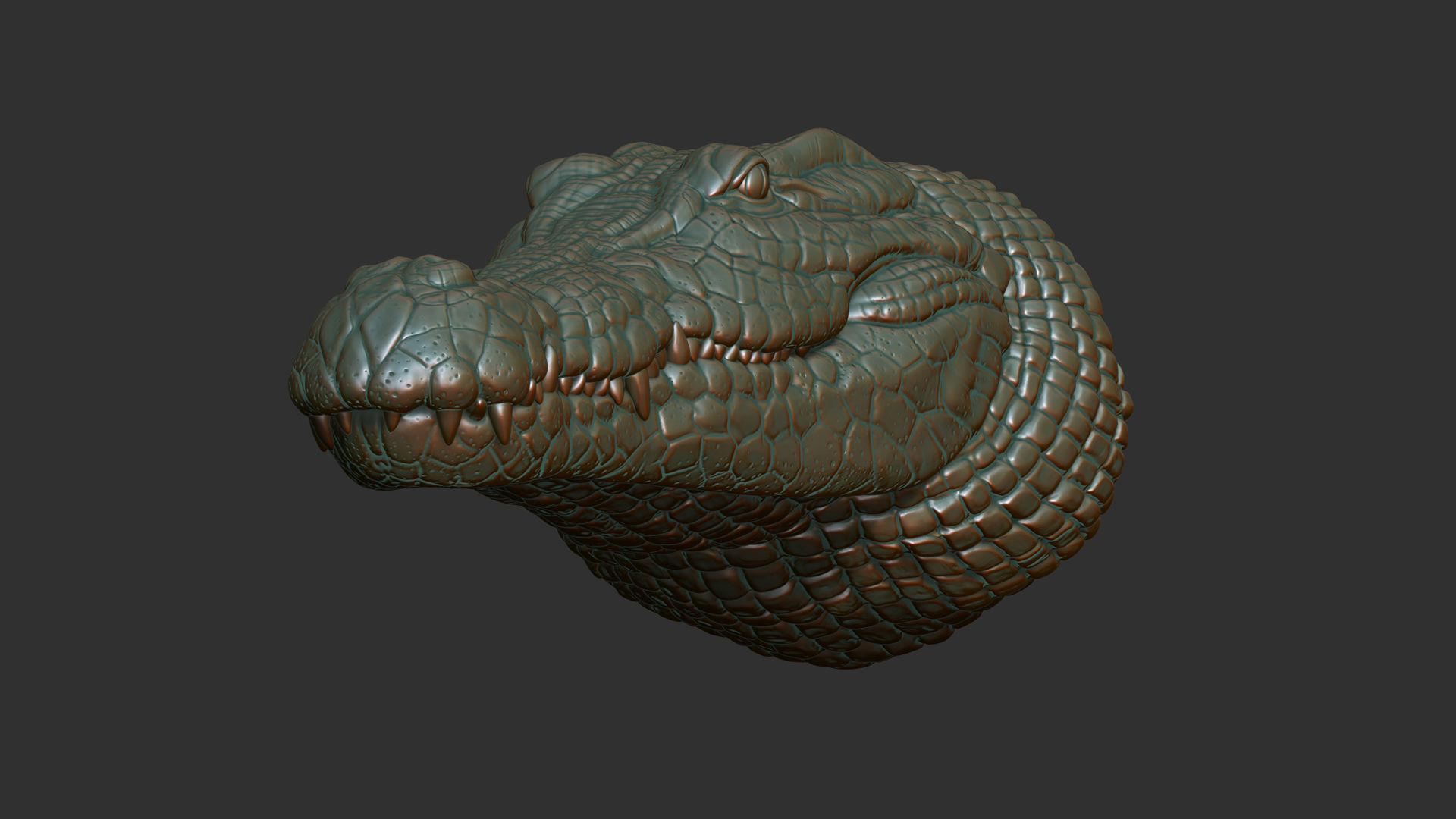 Crocodile bust 3D print model_6