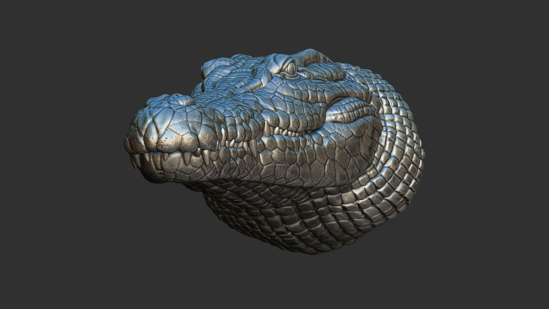 Crocodile bust 3D print model_5